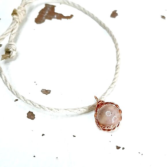 Adjustable Sunstone Bracelet, Minimalist Dainty Crystal Gemstone - Picture 4 of 5